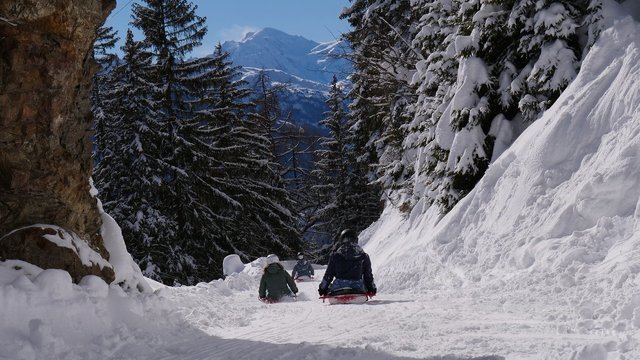 Sledging in Les Marécottes